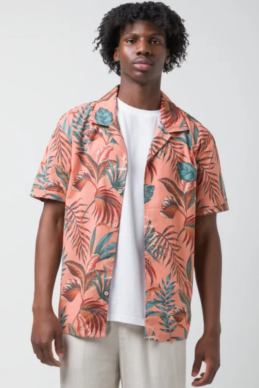Leaf Short Sleeve Shirt Pink sold by Ackermas