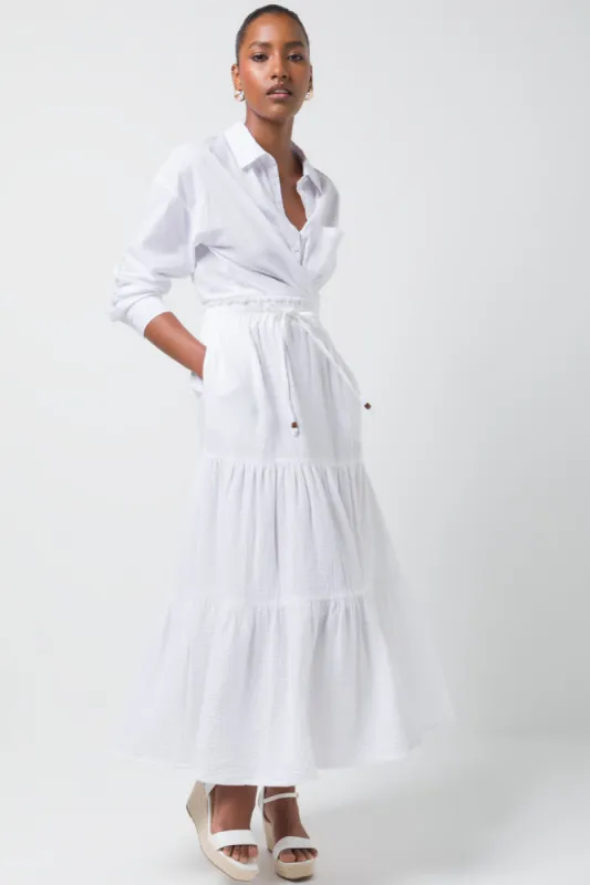 Tiered Maxi Skirt White sold by Ackermas