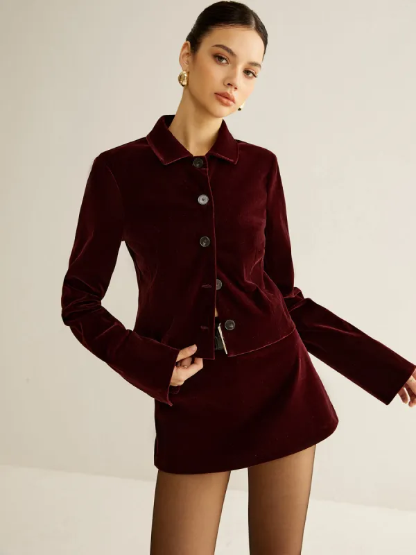 Velvet Lapel Short Blazer sold by COMMENSE