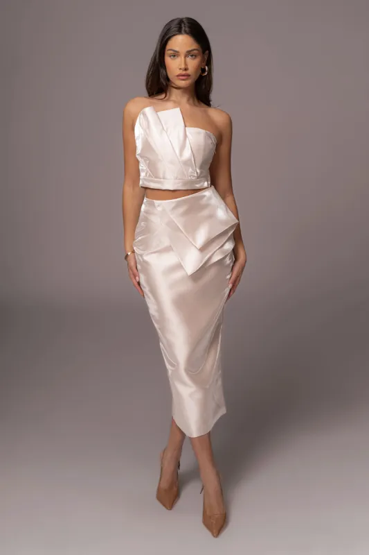 Champagne Reception Pleated Midi Skirt sold by JLUXLABEL