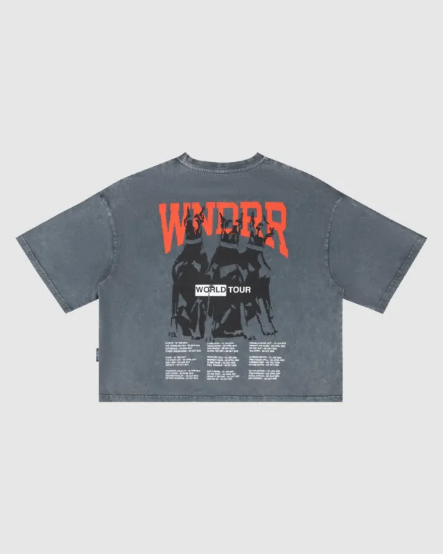 WOMENS WORLD TOUR CROPPED FIT TEE - WASHED GREY sold by WNDRR