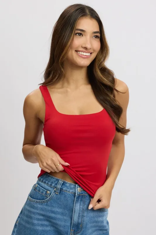 Red Supersoft Top Sleeveless sold by Ally Fashion