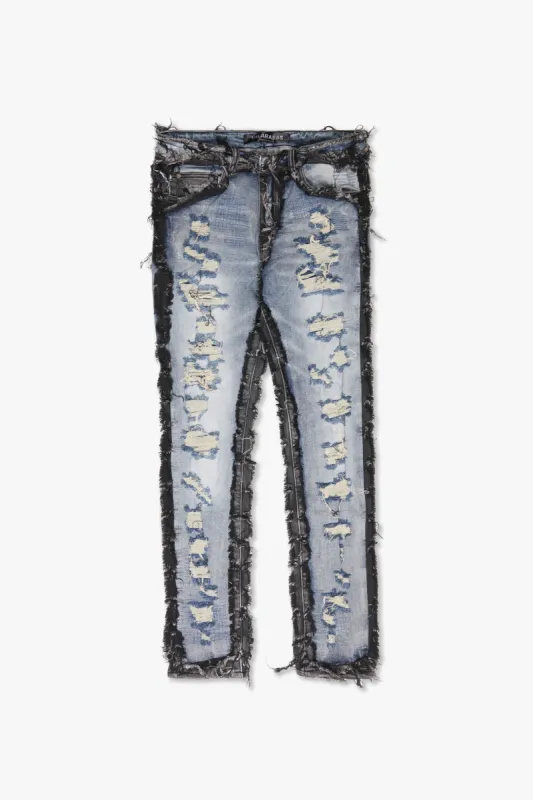 "IMPERIOR" BLUE/BLACK WASH SKINNY sold by valabasas