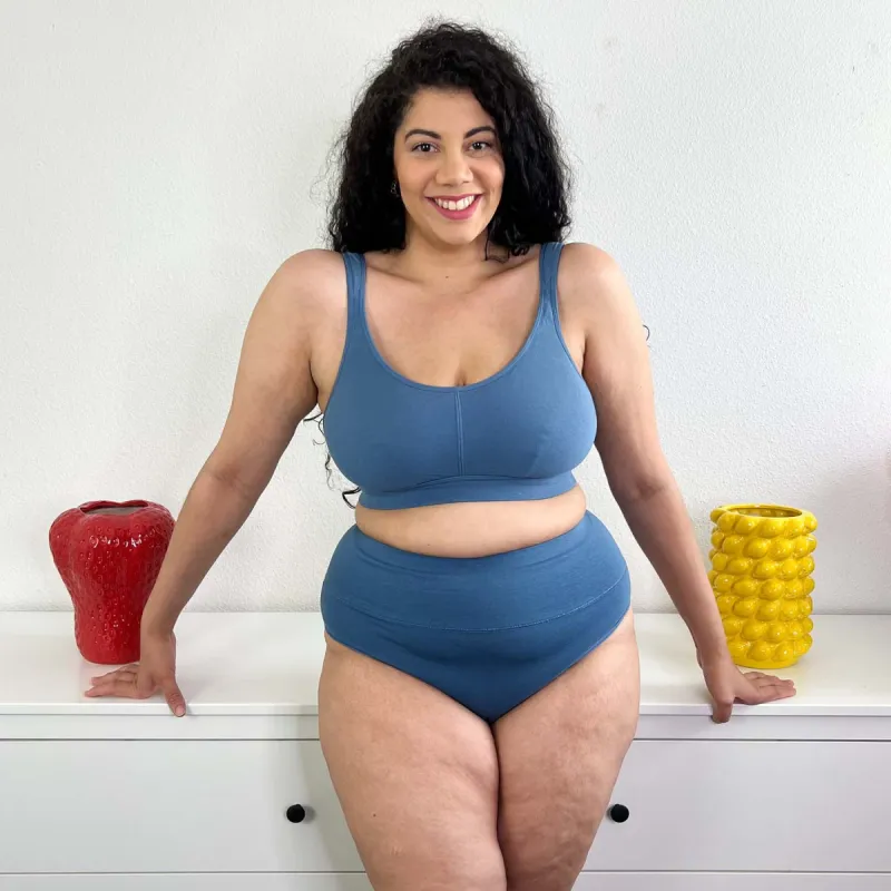 Organic Cotton Bra - Denim sold by Snag Tights