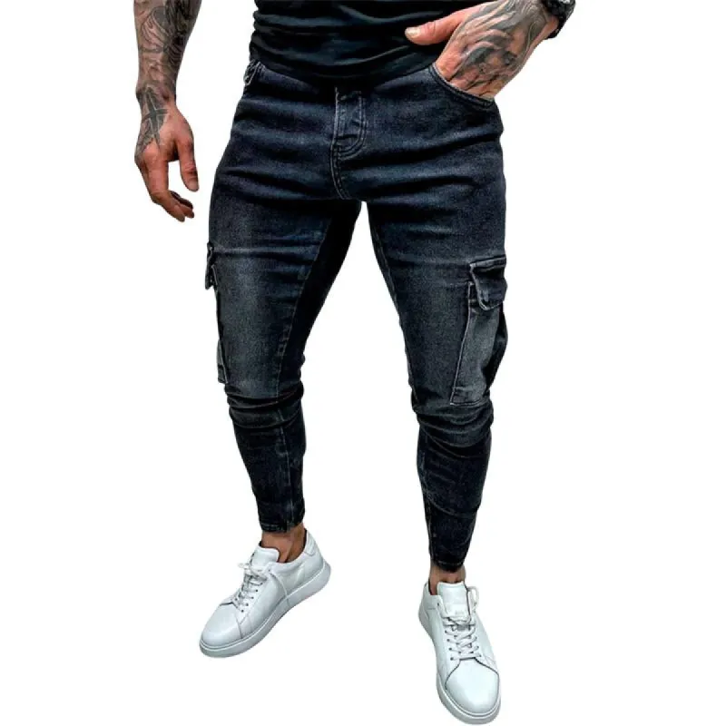 Men's Vintage Distressed Multi-pocket Jeans 55802294X sold by Manly