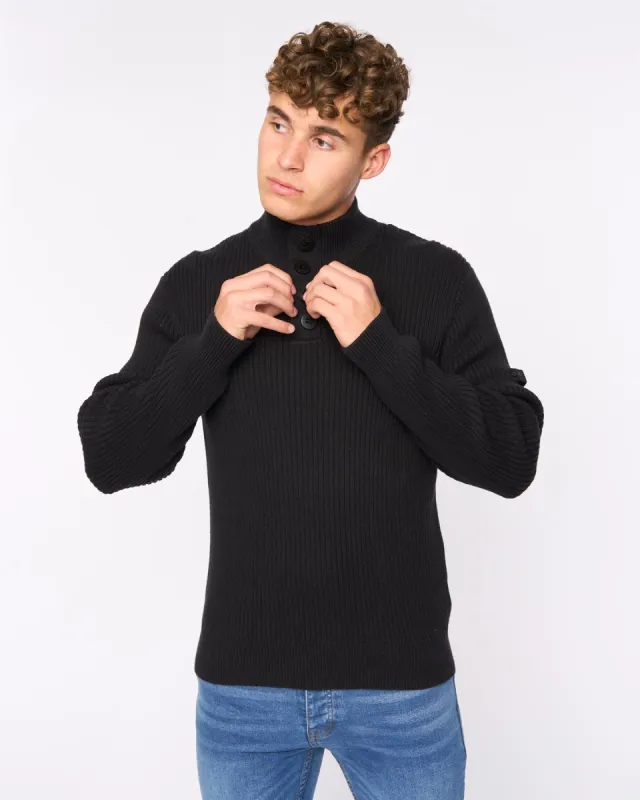 Mens Wellburys Chunky Knit Black sold by Brand Corner
