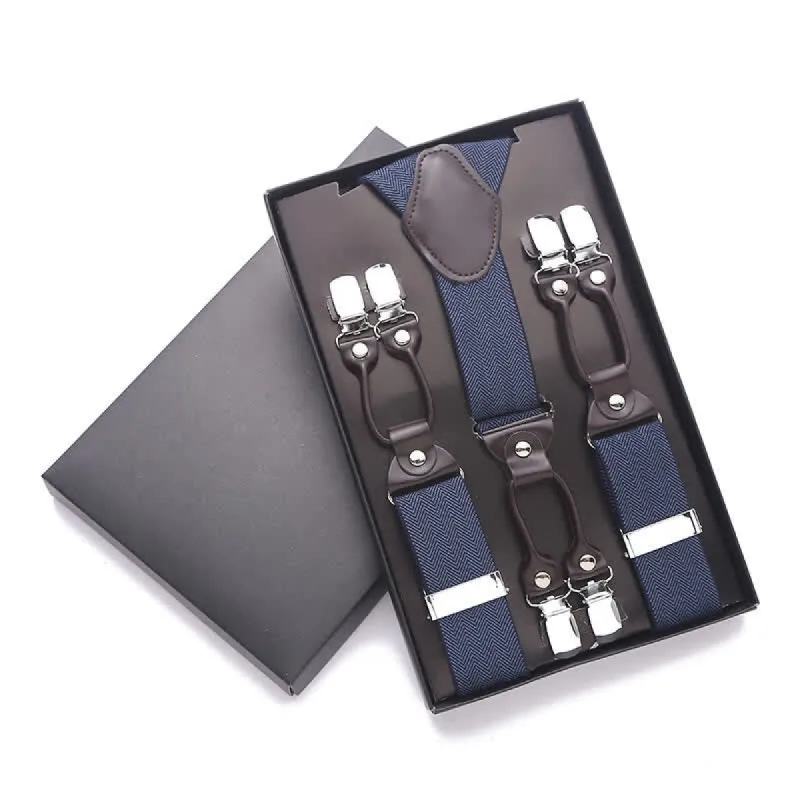 Solid Color 6-Clips Adjustable Suspenders sold by FloralTrip
