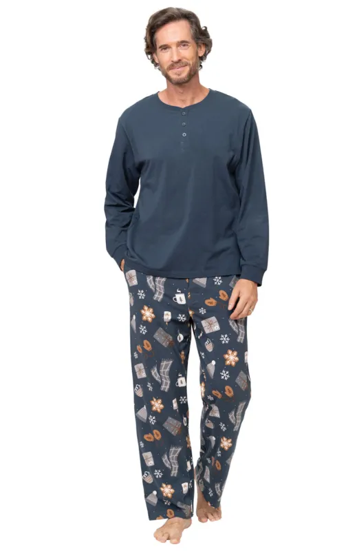 Sweet Comforts Henley Men's Pajamas - Couples sold by Pajamagram