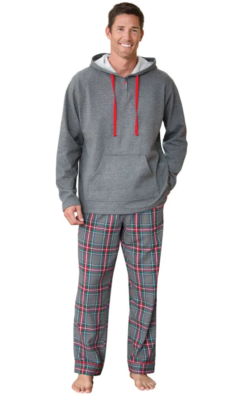 Gray Plaid Men's Hoodie & Pant Set - Pet & Owner sold by Pajamagram