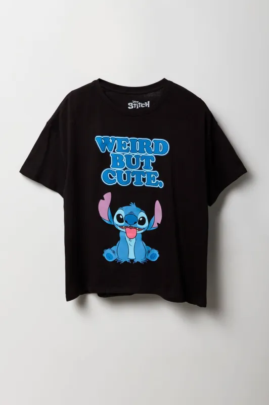 Stitch Weird But Cute Graphic Boyfriend T-Shirt sold by Urban Planet