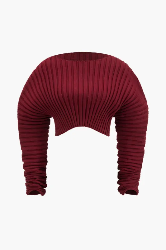 Strik Ruched detaljer langærmet beskåret top sold by Micas