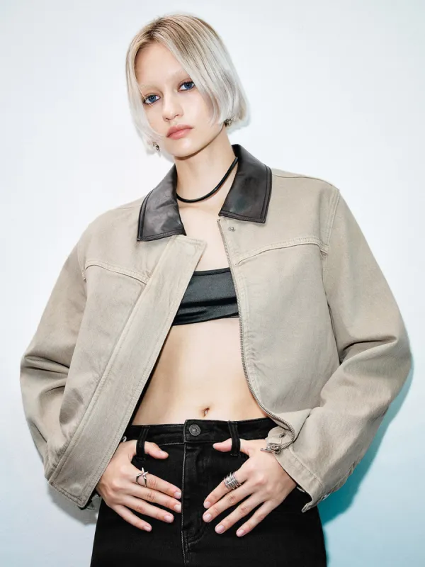 Leather Collar Denim Jackets sold by Urban Revivo