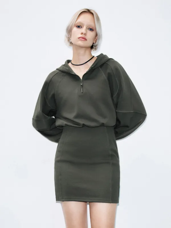 Zip Half Placket Loose Dresses sold by Urban Revivo