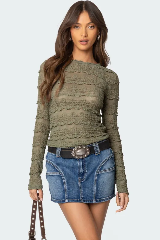 Daisey Textured Sheer Lace Top sold by Edikted
