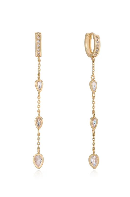 Bezel Crystal Huggie Dangle Earrings sold by Boston Proper