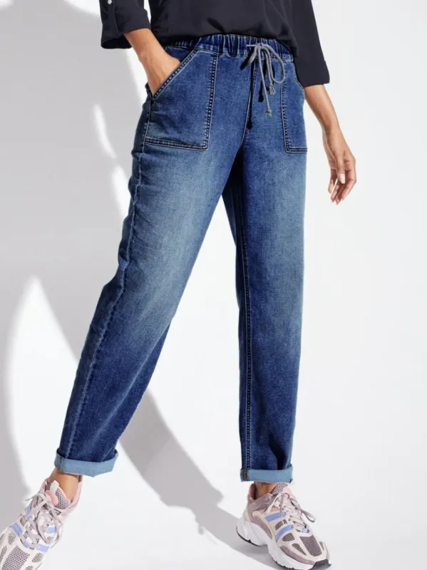 Westport Knit Denim Weekender Pant with Pockets and Drawstring Waist sold by Dress Barn