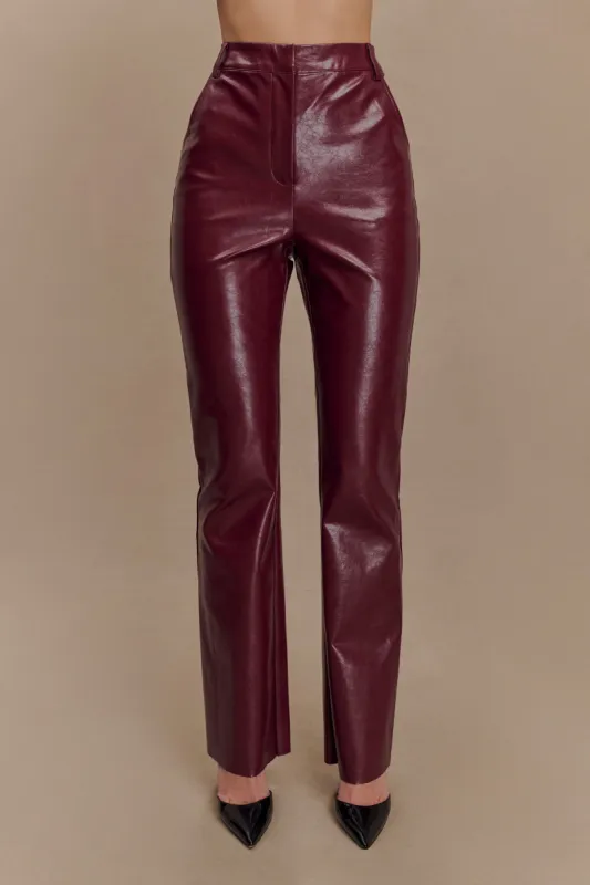 Tyra Straight Leg Faux Leather Pants - Cherry Red sold by Meshki