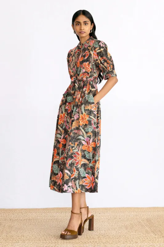 Daffodil Dress in Bali Floral Syrah sold by Beau & Ro