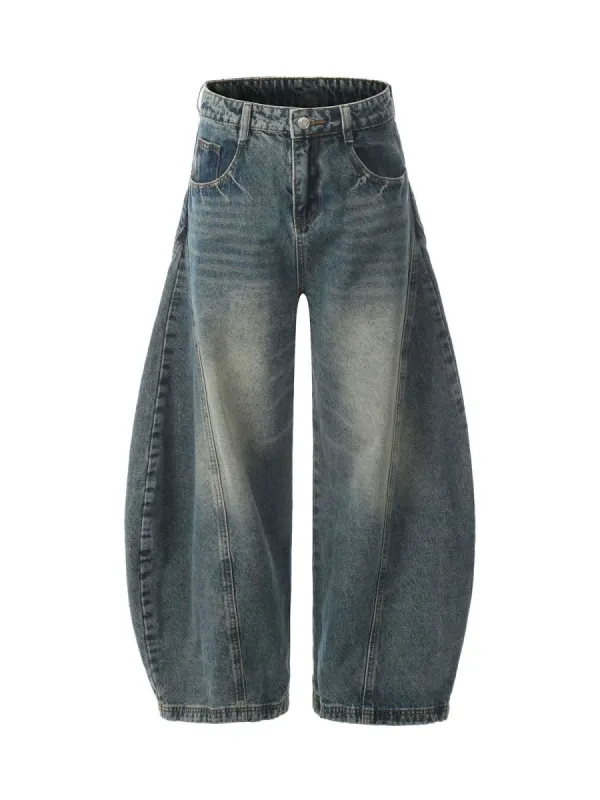 Washed Wide-Leg Balloon Jeans - 2301 sold by Thesupermade