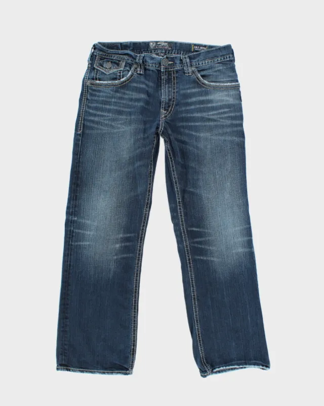 Vintage Y2K Silver Gothic Style Dark Wash Relaxed Fit Jeans - W34 L28 sold by Rokit