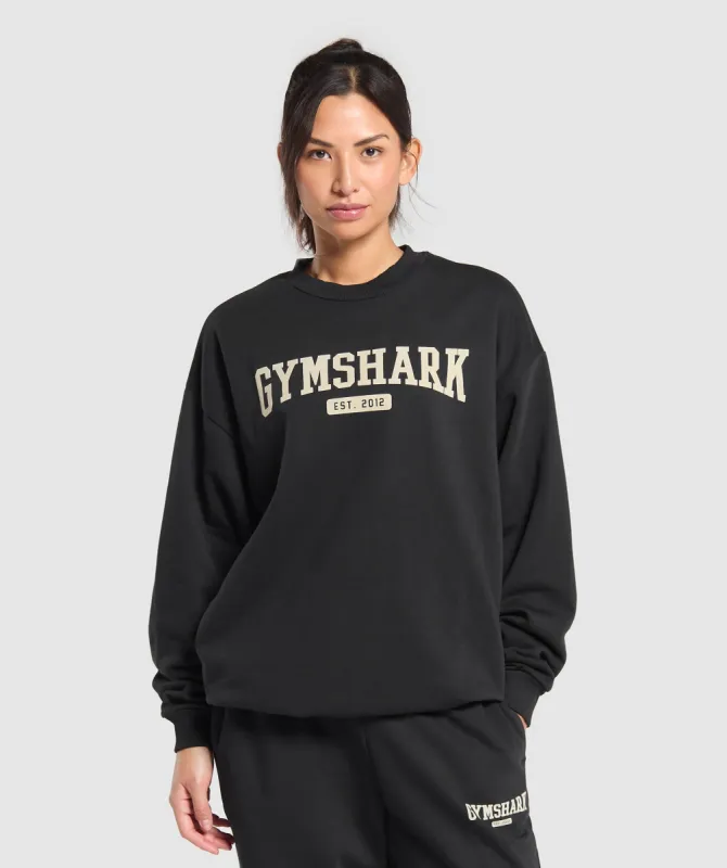 Gymshark Collegiate Lifestyle Oversized Sweatshirt - Black sold by Gymshark