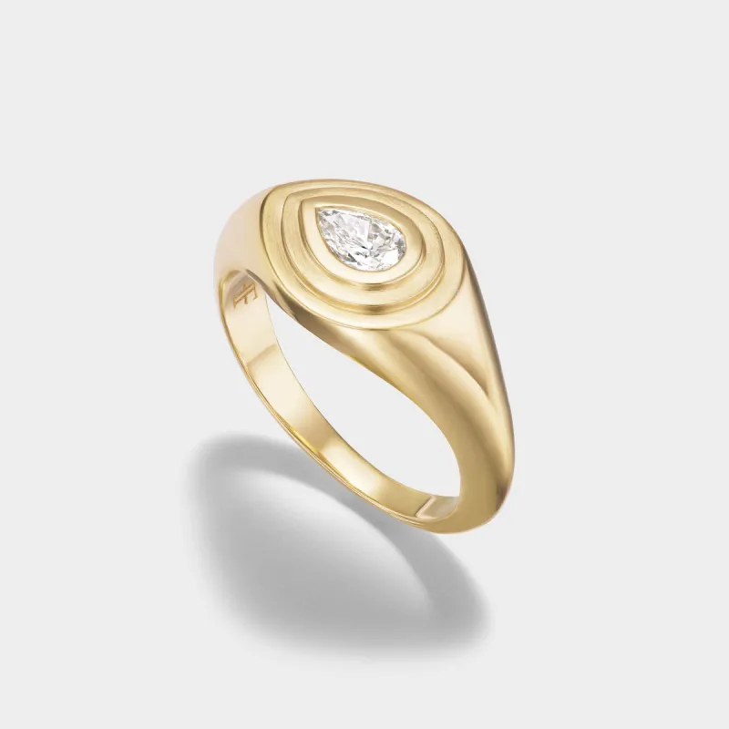 Pear Solitaire Signet Ring sold by Fiametta