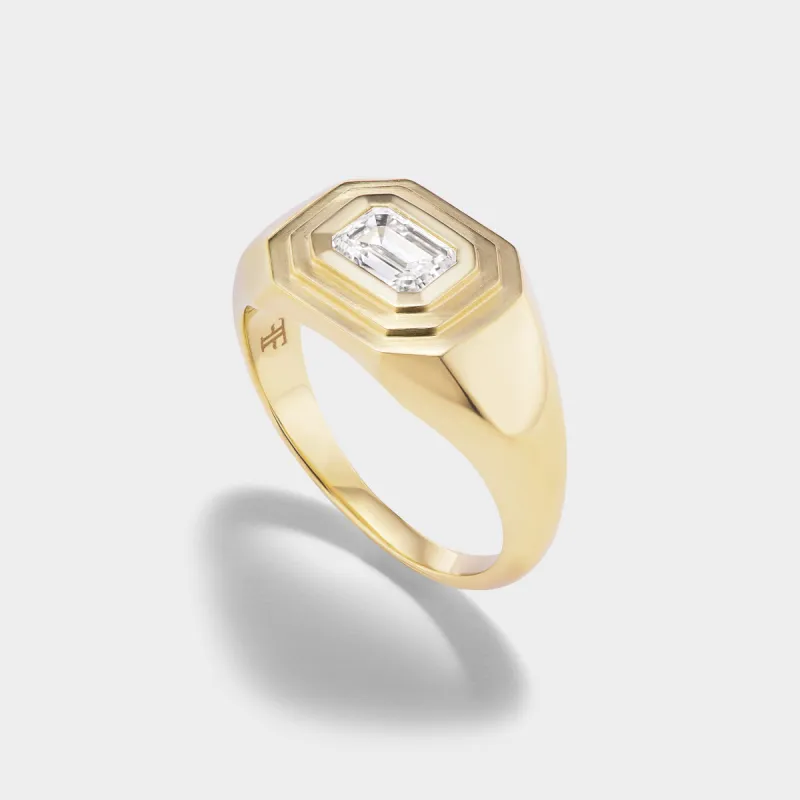 Emerald Solitaire Signet Ring sold by Fiametta