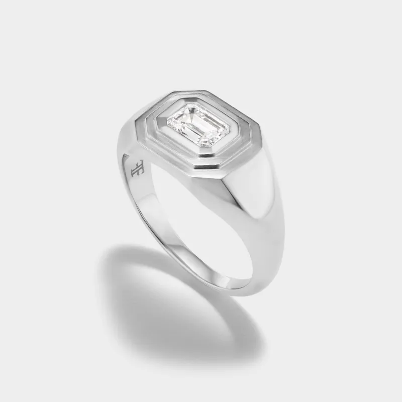 Emerald Solitaire Signet Ring sold by Fiametta
