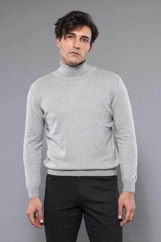 Turtleneck Grey Men Sweater - Wessi sold by Wessi
