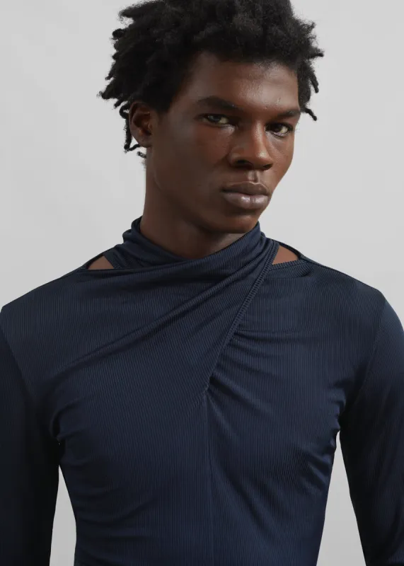 Louis Gabriel Nouchi Crossed Top - Night Blue sold by Frankie Shop