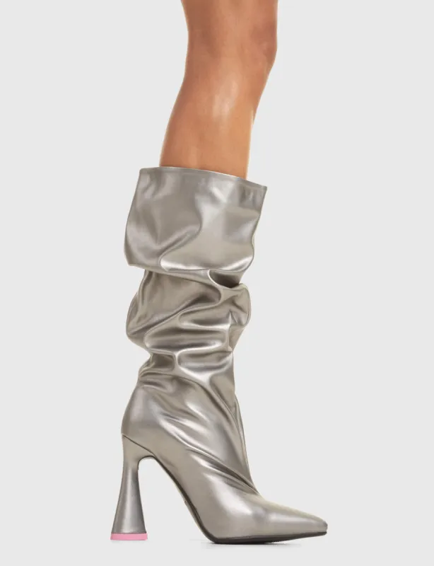 Lamoda It's Giving Women Shimmer Silver PU Platform Shoes Fashionable Chic sold by Lamoda