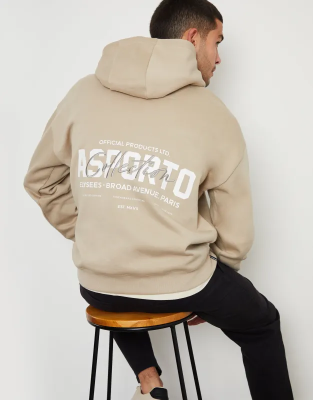 Threadbare Men's Dark Stone Graphic Print Relaxed Fit Pullover Hoodie sold by Threadbare