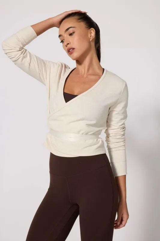 Cozy Fleece Ballet Wrap Sweatshirt - Htr Birch sold by MPG