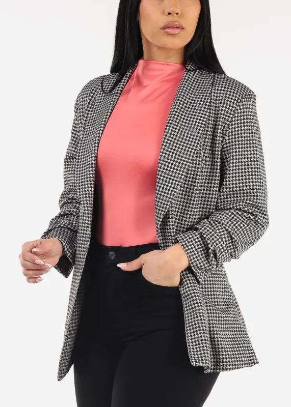 Quarter Sleeve Printed Formal Blazer B&W sold by Moda
