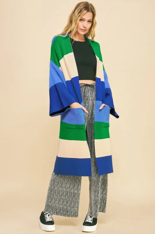 Davi & Dani Color Block Kimono Sleeve Open Front Cardigan sold by Charming Charlie