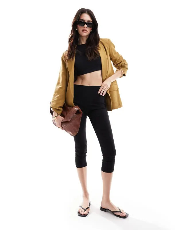 ASOS DESIGN relaxed blazer with linen in olive-Green sold by ASOS