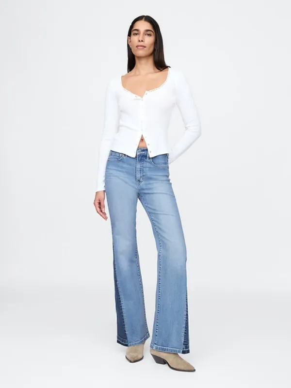 High Rise Patched '70s Flare Jeans sold by GAP