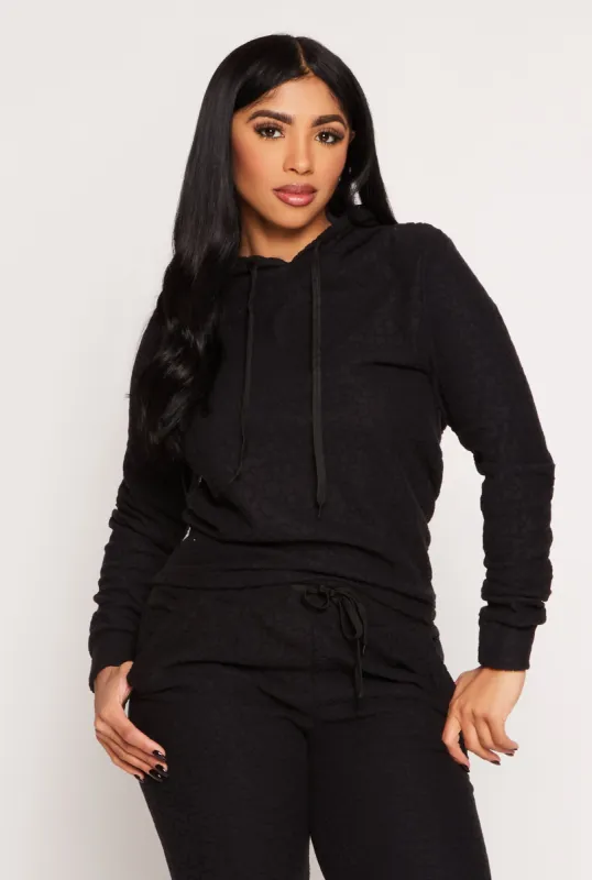 Leopard Textured Knit Hoodie sold by Rainbow