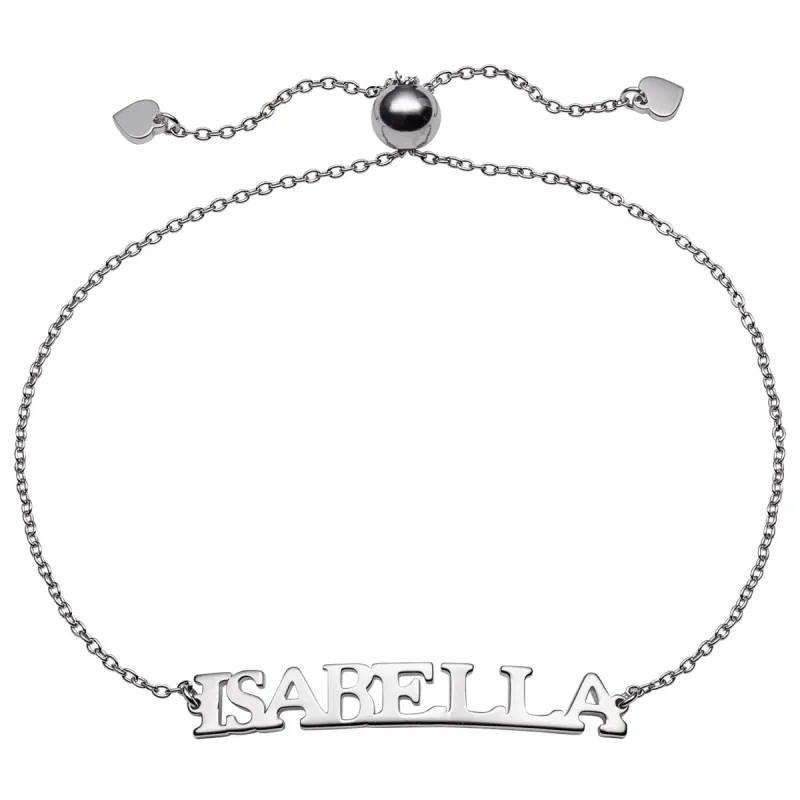Uppercase Name Plaque Adjustable Bracelet sold by Limoges Jewelry