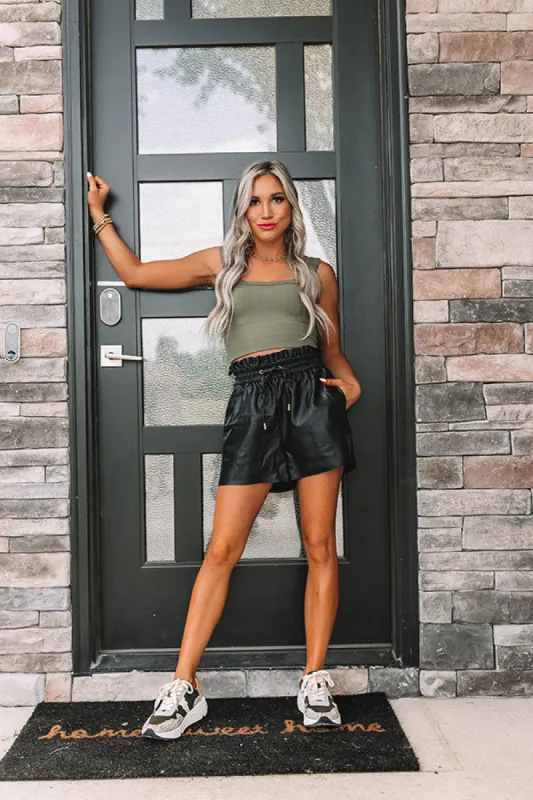 Barre Bombshell Ribbed Crop Top in Olive sold by Impressions