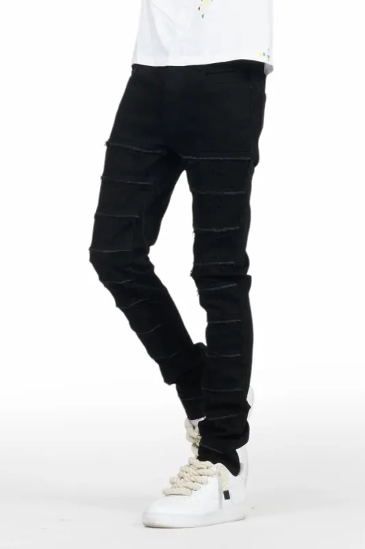 Waylon Jet Black  Frayed Slim Fit Jean sold by Rockstar Original