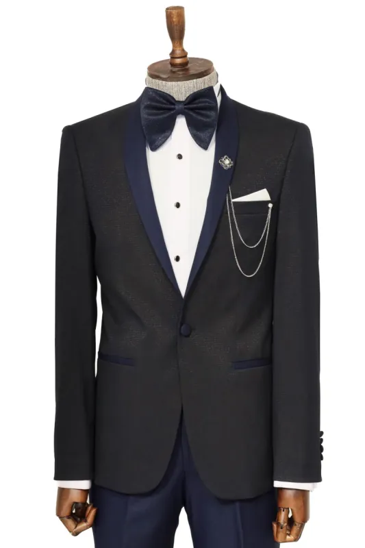 Shawl Lapel Double Breasted Navy Blue Suit | Wessi sold by Wessi