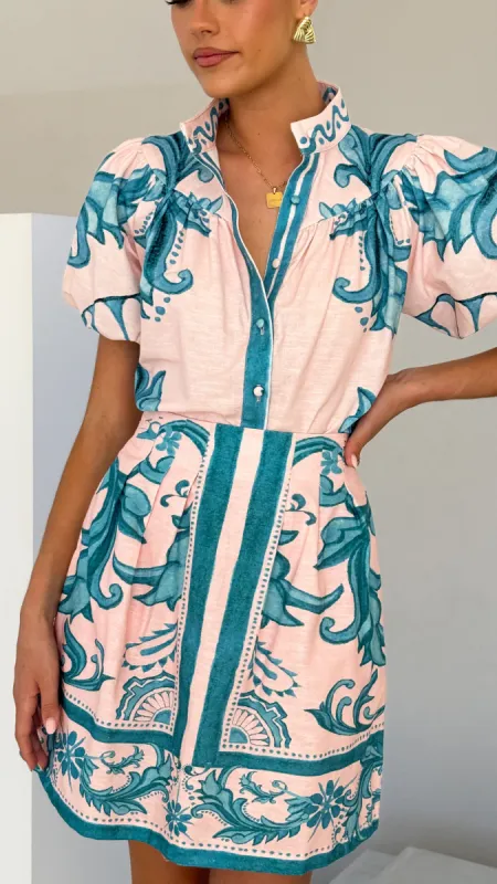 Lanie Shirt - Aqua / Pink Zayna sold by Billy J