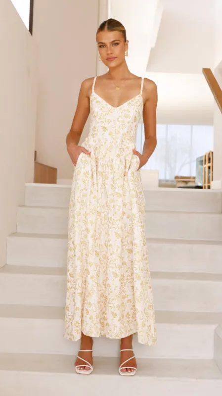 Azura Maxi Dress - Yellow Floral sold by Billy J