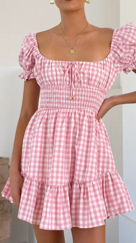 Kori Mini Dress - Pink Check sold by Billy J