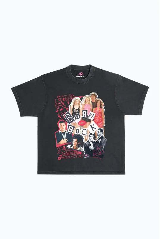 P/C x Mean Girls Burn Book Garment Dyed Heavyweight T-Shirt - Black sold by Peace-Collective