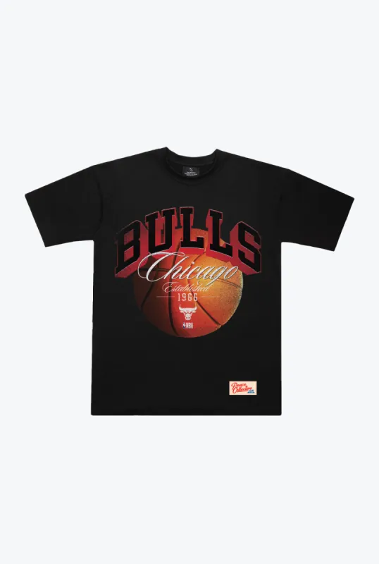 Chicago Bulls Script Heavyweight T-Shirt - Black sold by Peace-Collective
