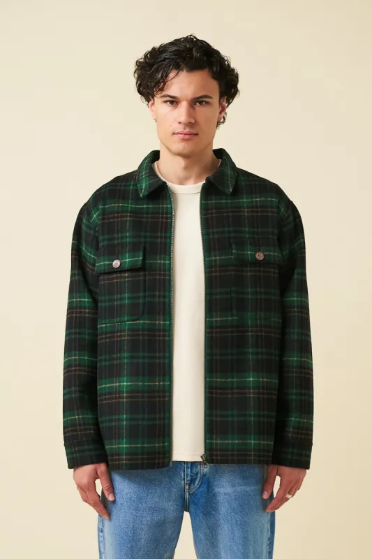BYRANT CHECK WOOL COAT  - GREEN / NAVY sold by Bound