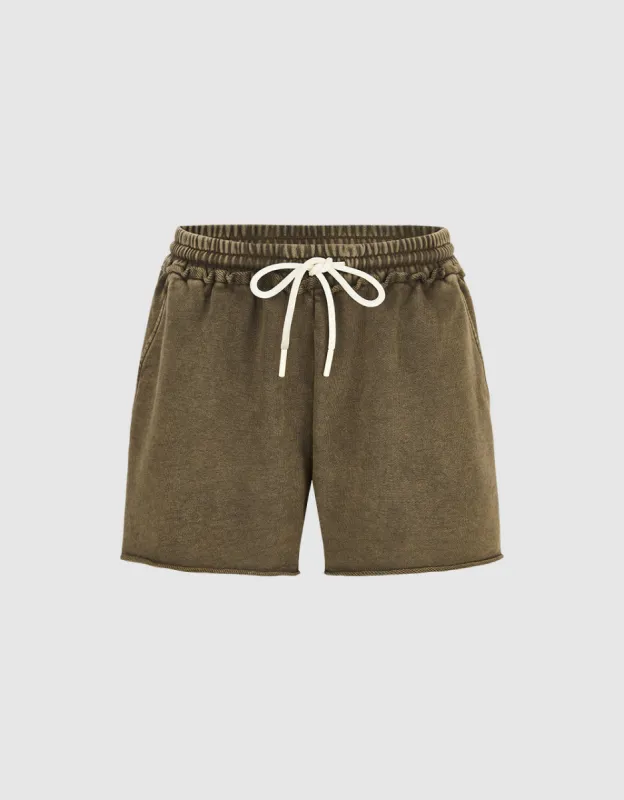 Drawstring Waist Distressed Shorts sold by Urban Revivo
