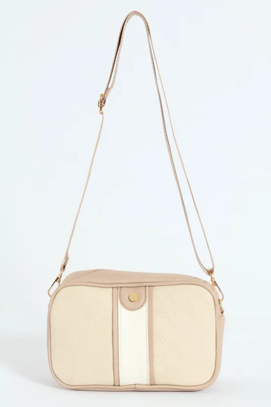 Embossed Camera Bag - Cream sold by Edgars